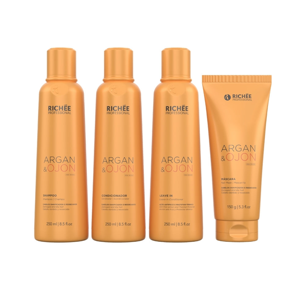 Richée Argan e Ojon Kit Shampoo Condicionador Máscara e Leave-in