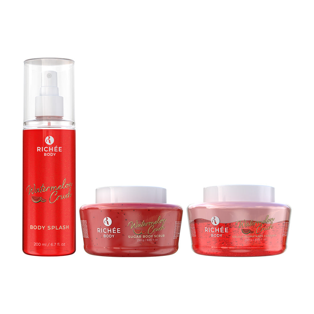 Kit Esfoliante, Geleia e Body Splash Watermelon