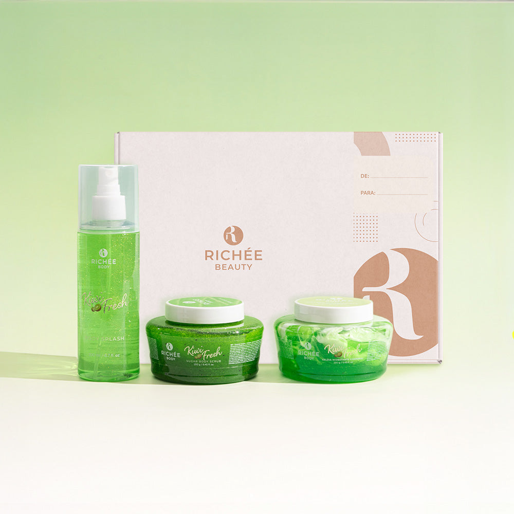 Kit Esfoliante, Body Splash e Geleia Hidratante Kiwi