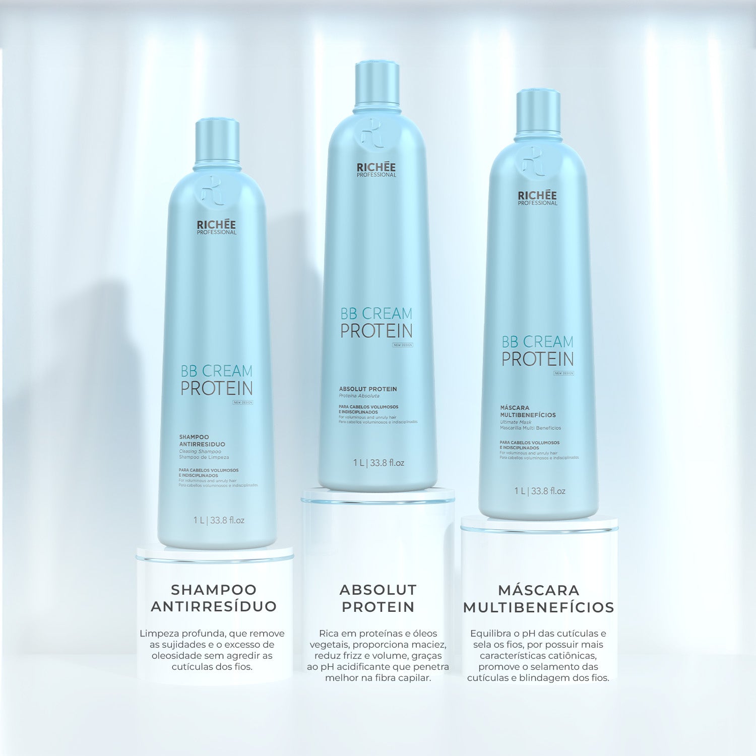 Kit Sh. Ant., Absolut Protein e Másc. BB Cream  (3x1L)
