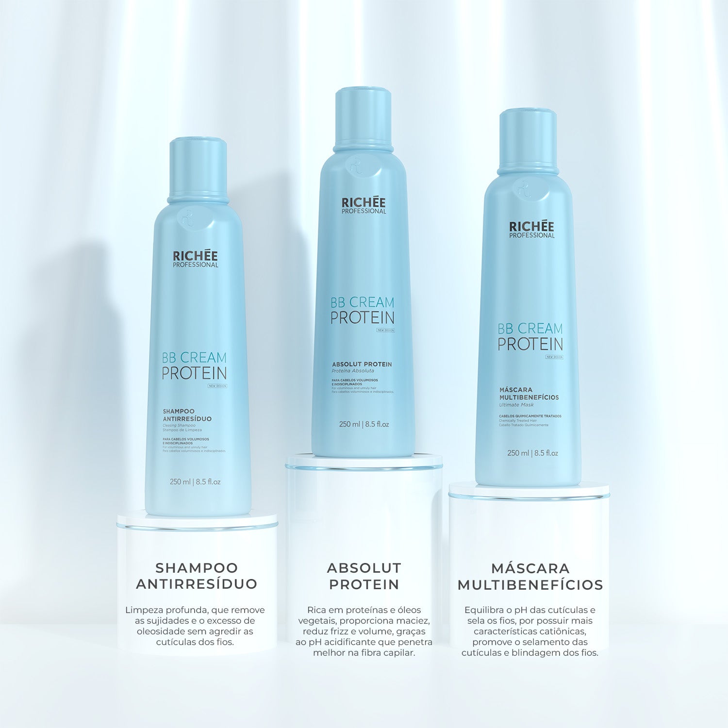 Kit Sh. Ant., Absolut Protein e Másc. BB Cream (3x250ml)