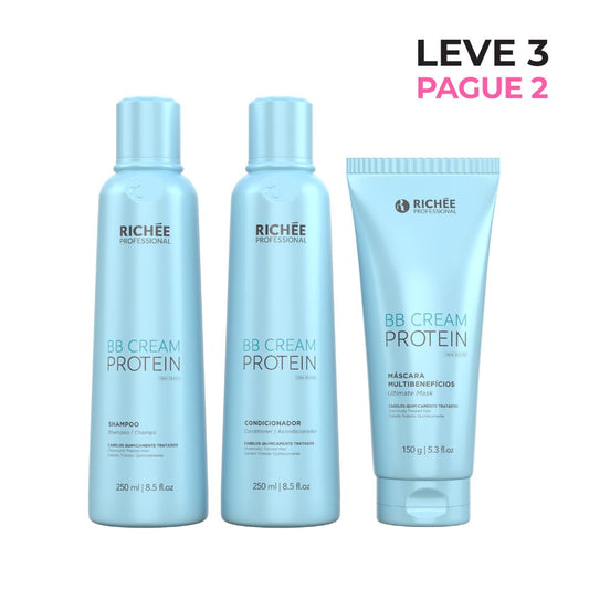LEVE 3 e PAGUE 2 - Richée Professional BB Cream Protein Shampoo 250ml Condicionador 250ml e Máscara 150g