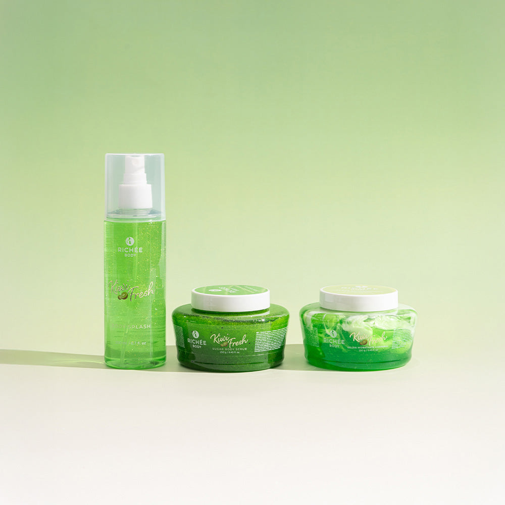 Kit Esfoliante, Geleia e Body Splash Kiwi