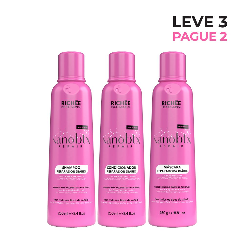 LEVE 3 e PAGUE 2 - Richée Professional Nano Kit Shampoo Condicionador e Máscara (3x250ml)