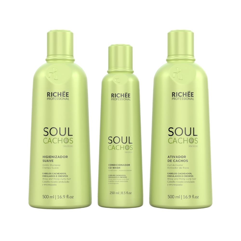 Richée Soul Cachos Kit Condicionador Higienizador e Ativador de Cachos