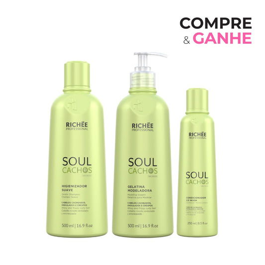 COMPRE E GANHE - Compre Richée Professional Soul Cachos Higienizador Suave 500ml e Gelatina Modeladora 500ml e GANHE Condicionador Co Wash 200ml