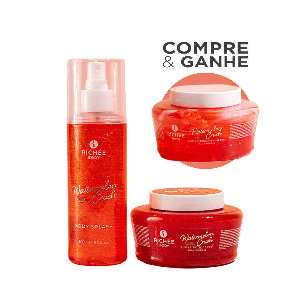Kit Esfoliante, Geleia e Body Splash Watermelon