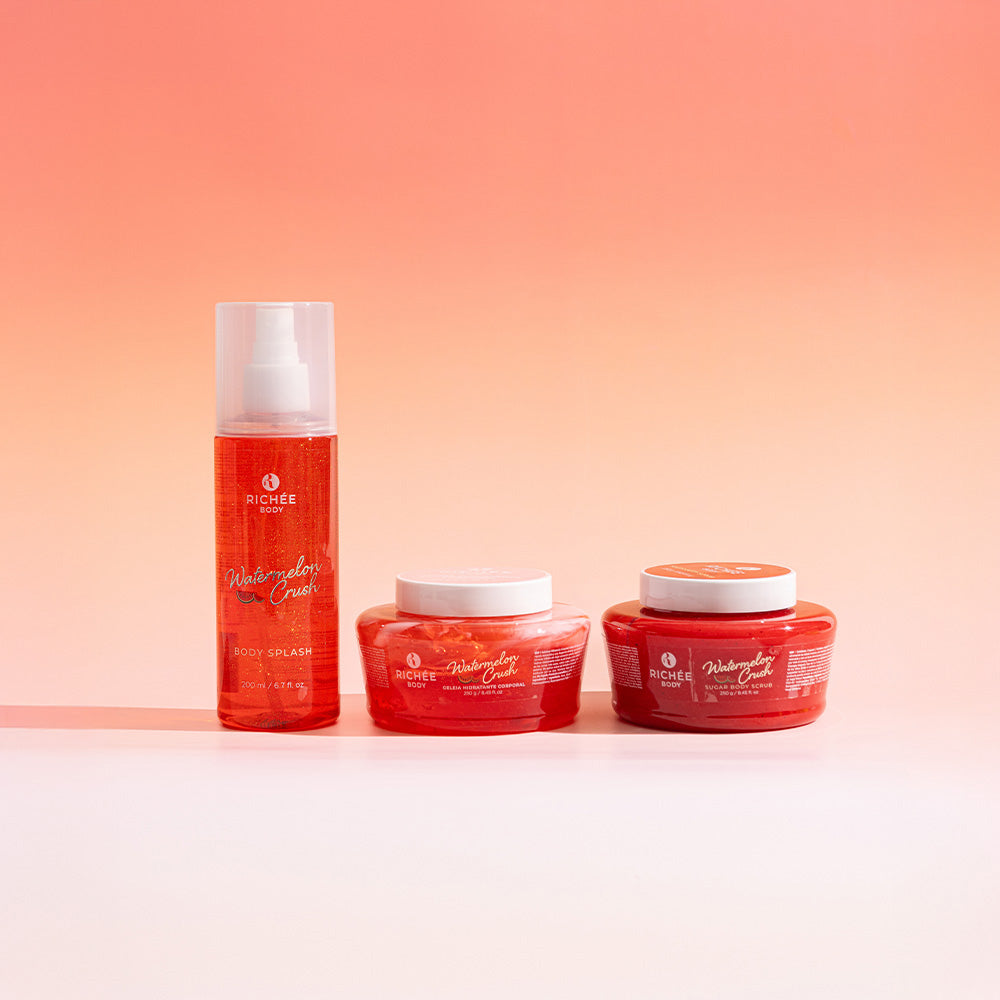 Kit Esfoliante, Geleia e Body Splash Watermelon