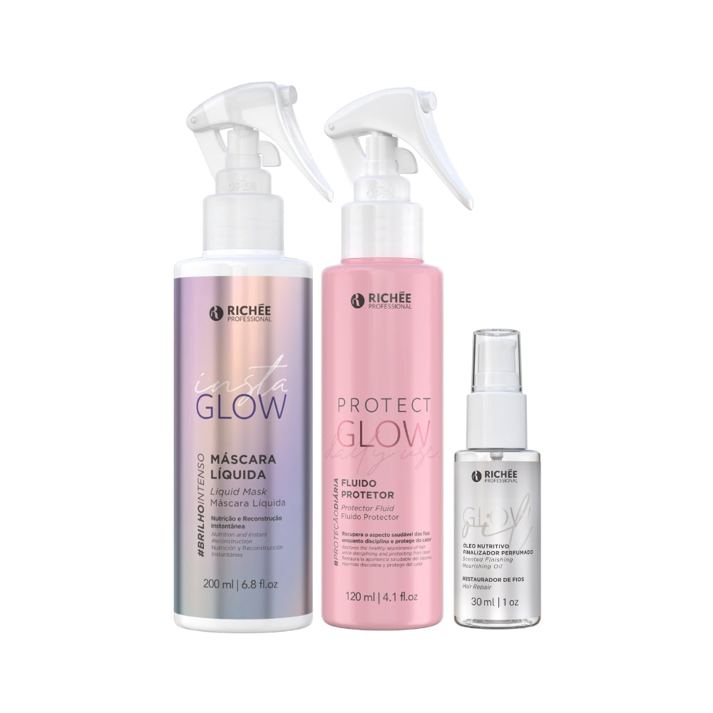 Kit Máscara Líquida Insta Glow, Protect Glow e Oil Glow