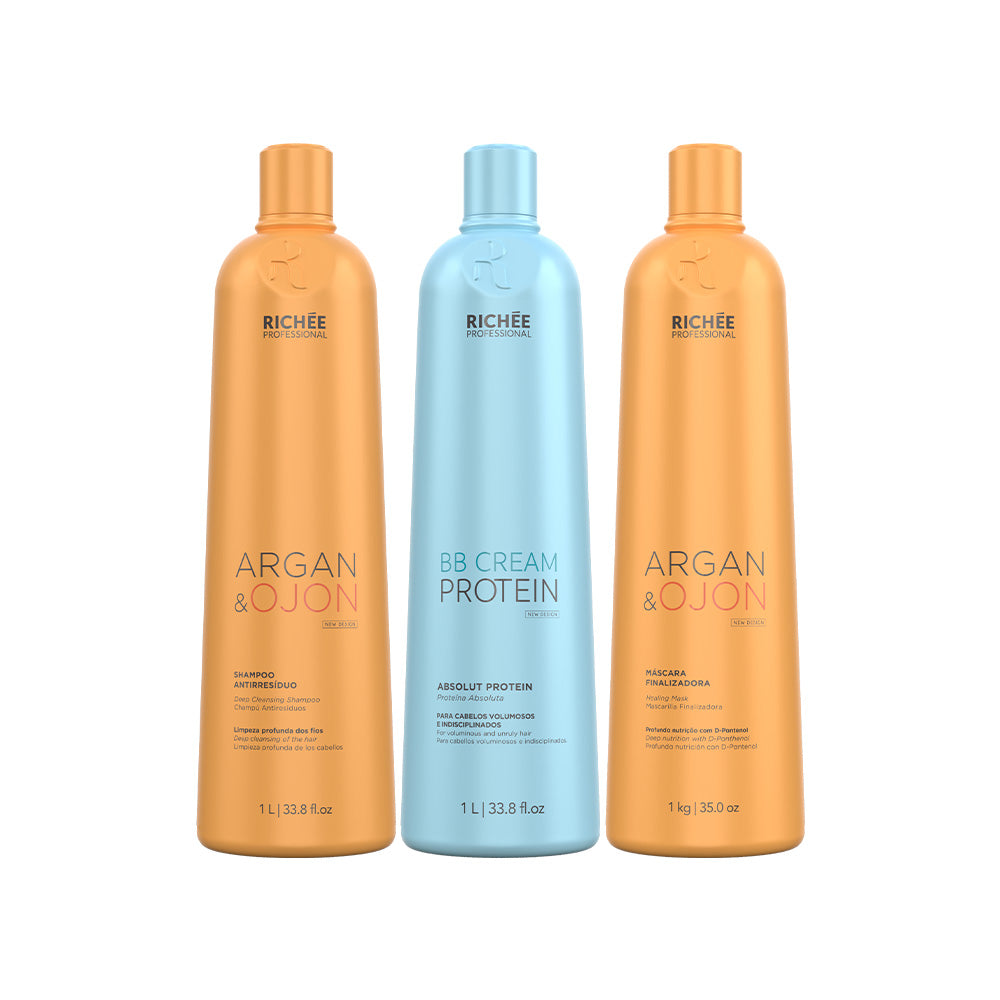 Kit Sh. Ant. Argan e Ojon , Absolut Protein BB Cream e Masc. Argan e Ojon (3x1L)