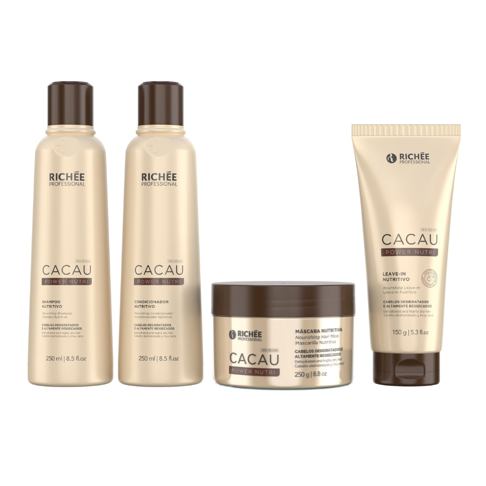 Kit Shampoo, Condicionador, Máscara e Leave-in Cacau Power Nutri