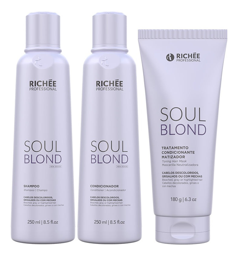 Kit Matizador para cabelos loiros Shampoo, Condicionador e Máscara 3 produtos