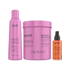 Kit Booster de Recuperação Nano X Beauty 1Kg + Oil Argan e Ojon 60ml + Sh. Antirresíduos Nanobtx Repair 250ml