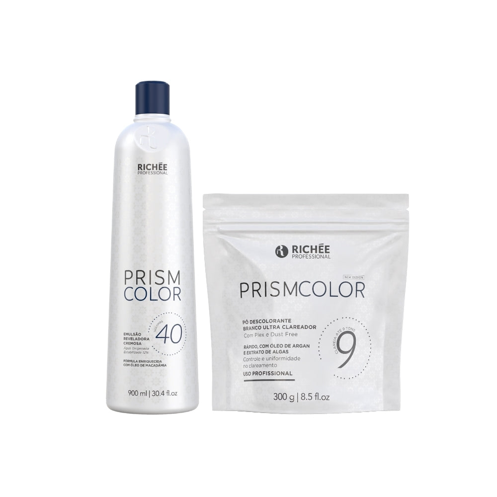 Kit Descoloração Pó Branco e Emulsão 40Vol. 900ml Prismcolor